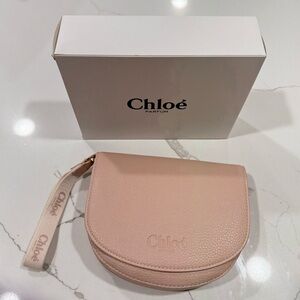 Chloe Light Pink Nude Leather Pouch with strap